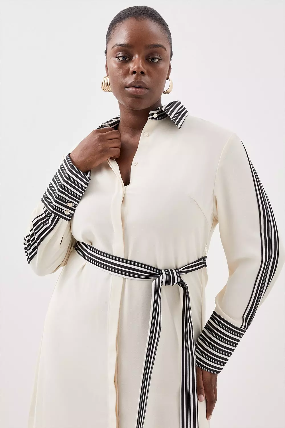 Plus size shop striped shirt dress