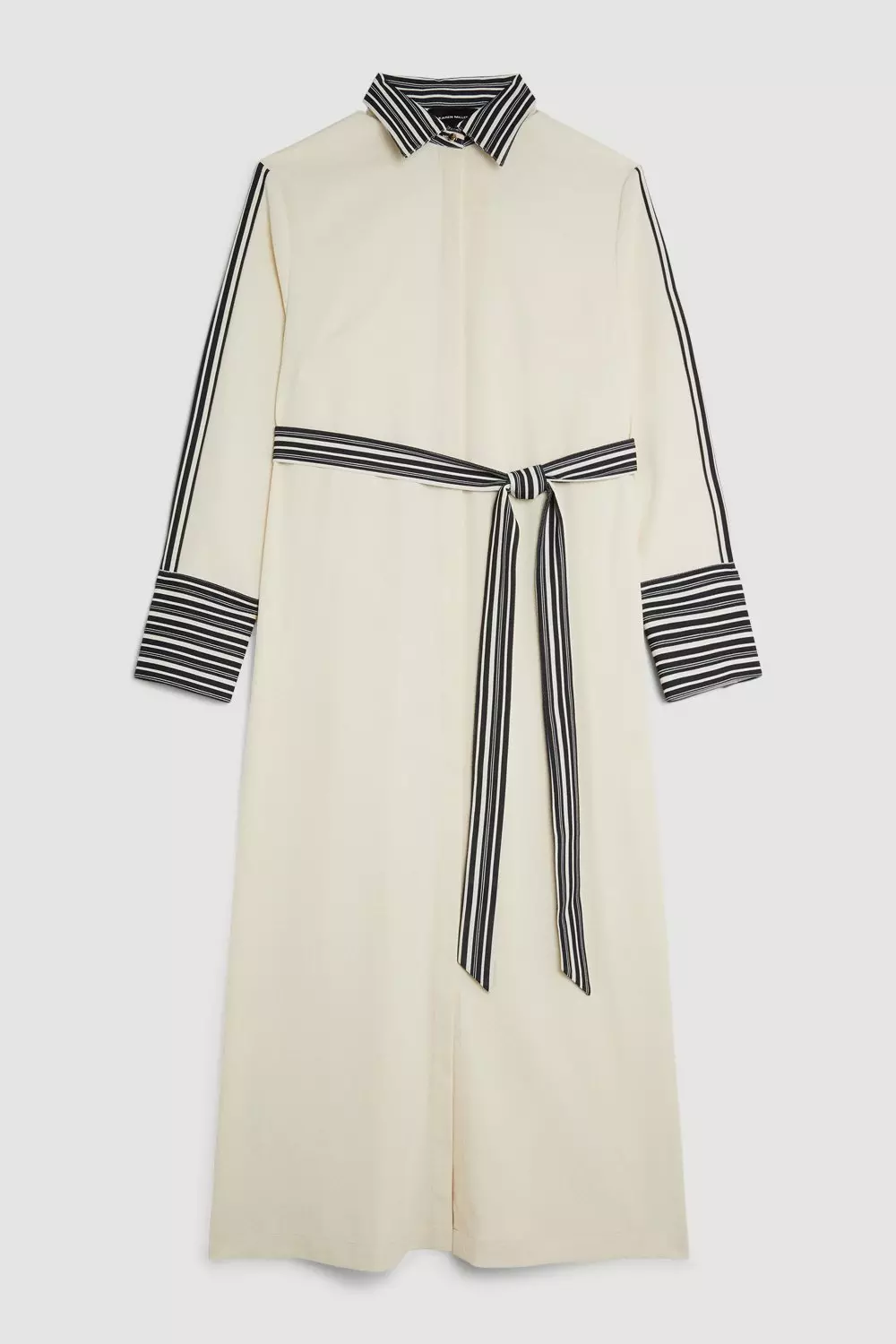 Plus Size Stripe Twill Belted Woven Midi Shirt Dress | Karen Millen