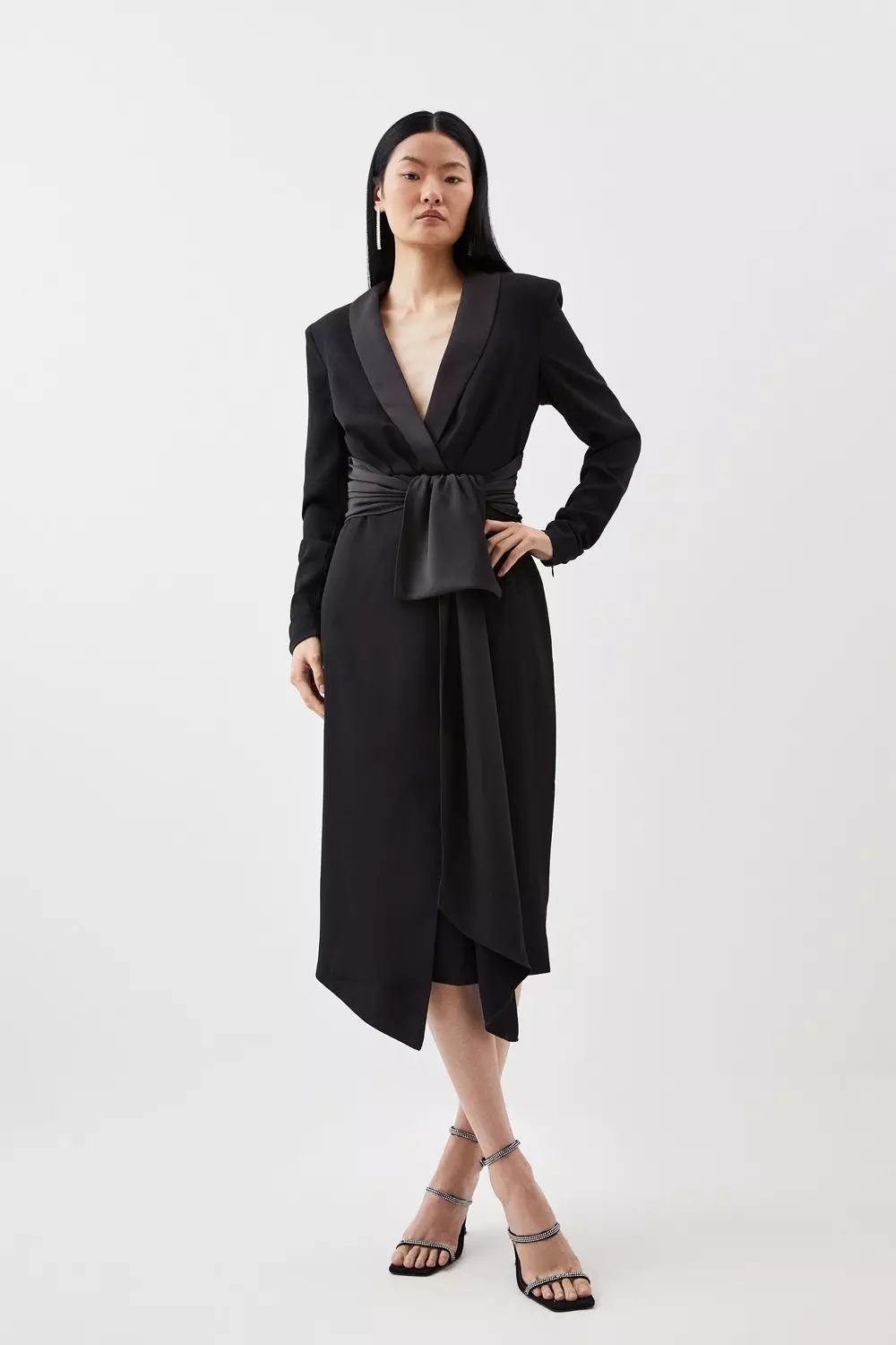 Belted wrap outlet front midi dress