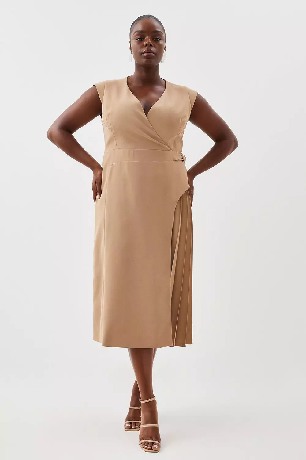 Pleated midi sale dress plus size