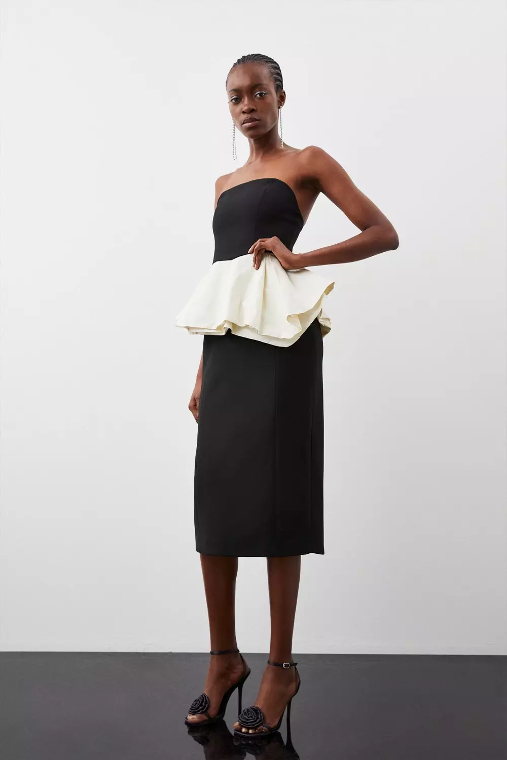 Midi black hotsell and white dress