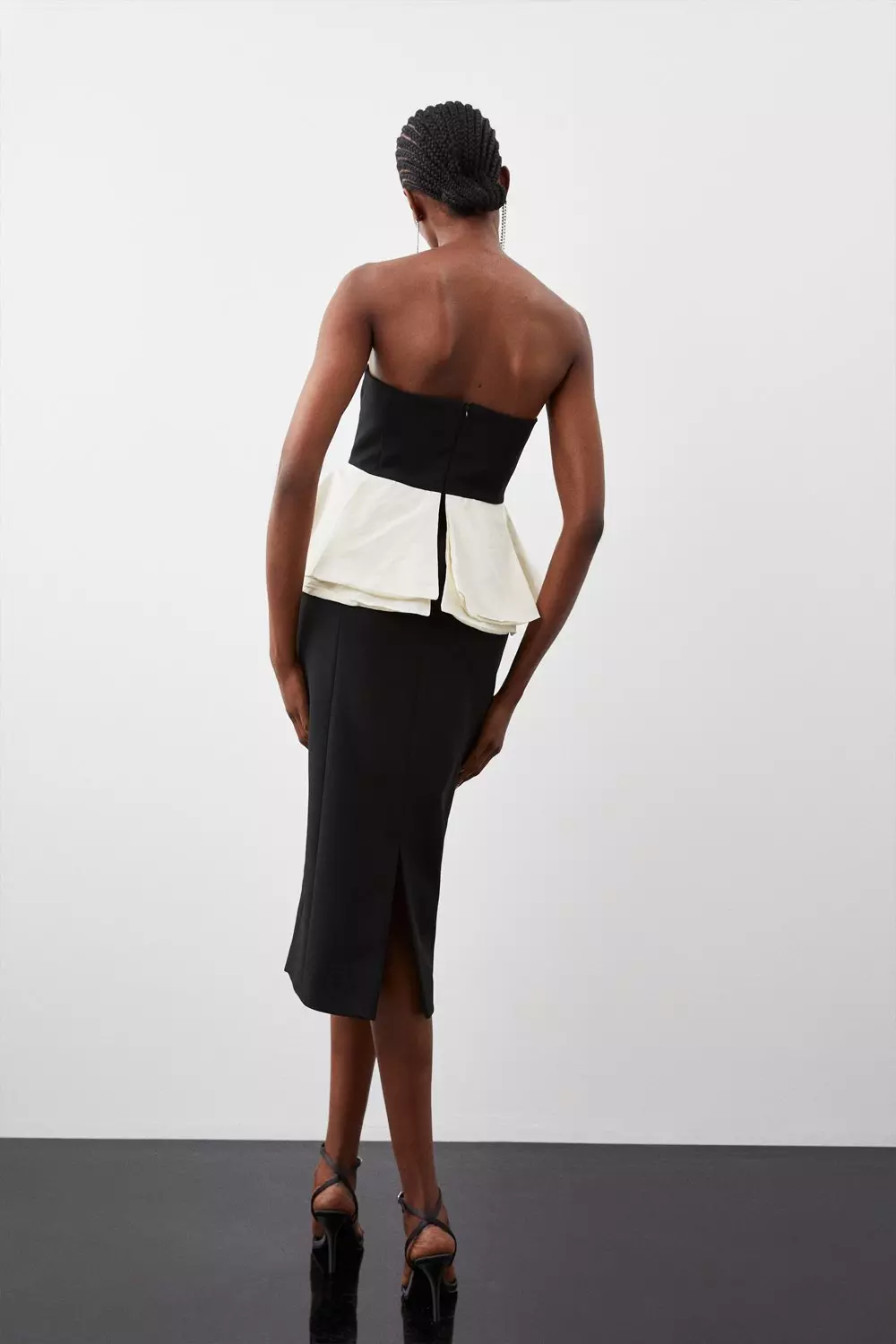 Compact Stretch Peplum Midi Dress | Karen Millen