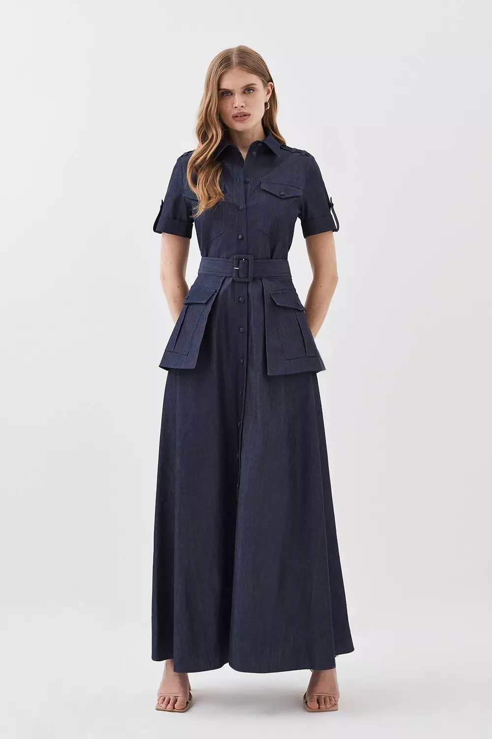 Denim utility hot sale shirt dress