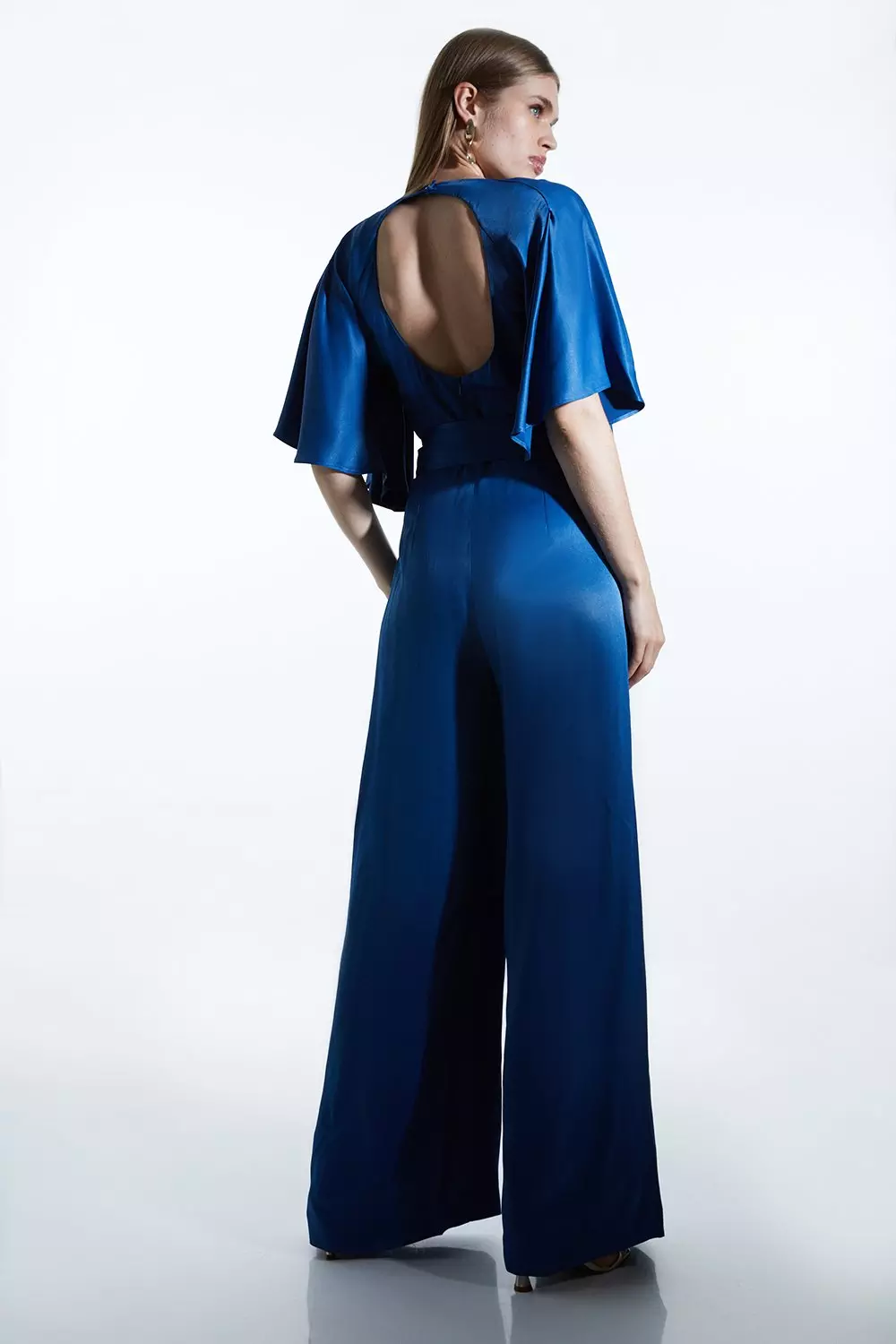 Satin Cape Wide Leg Jumpsuit