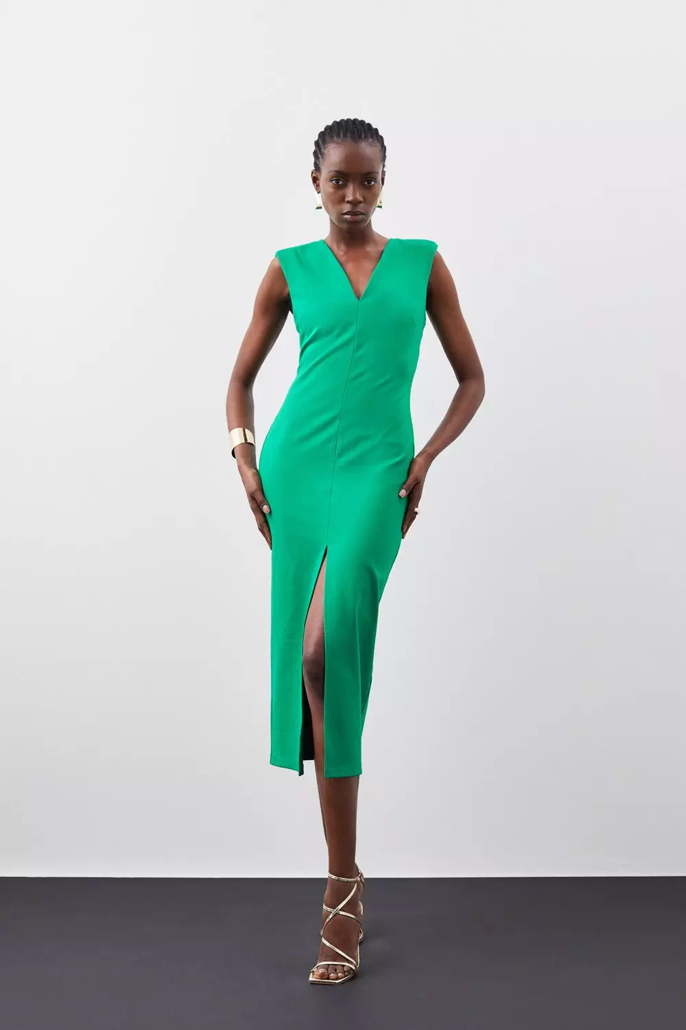 Green plunge outlet dress