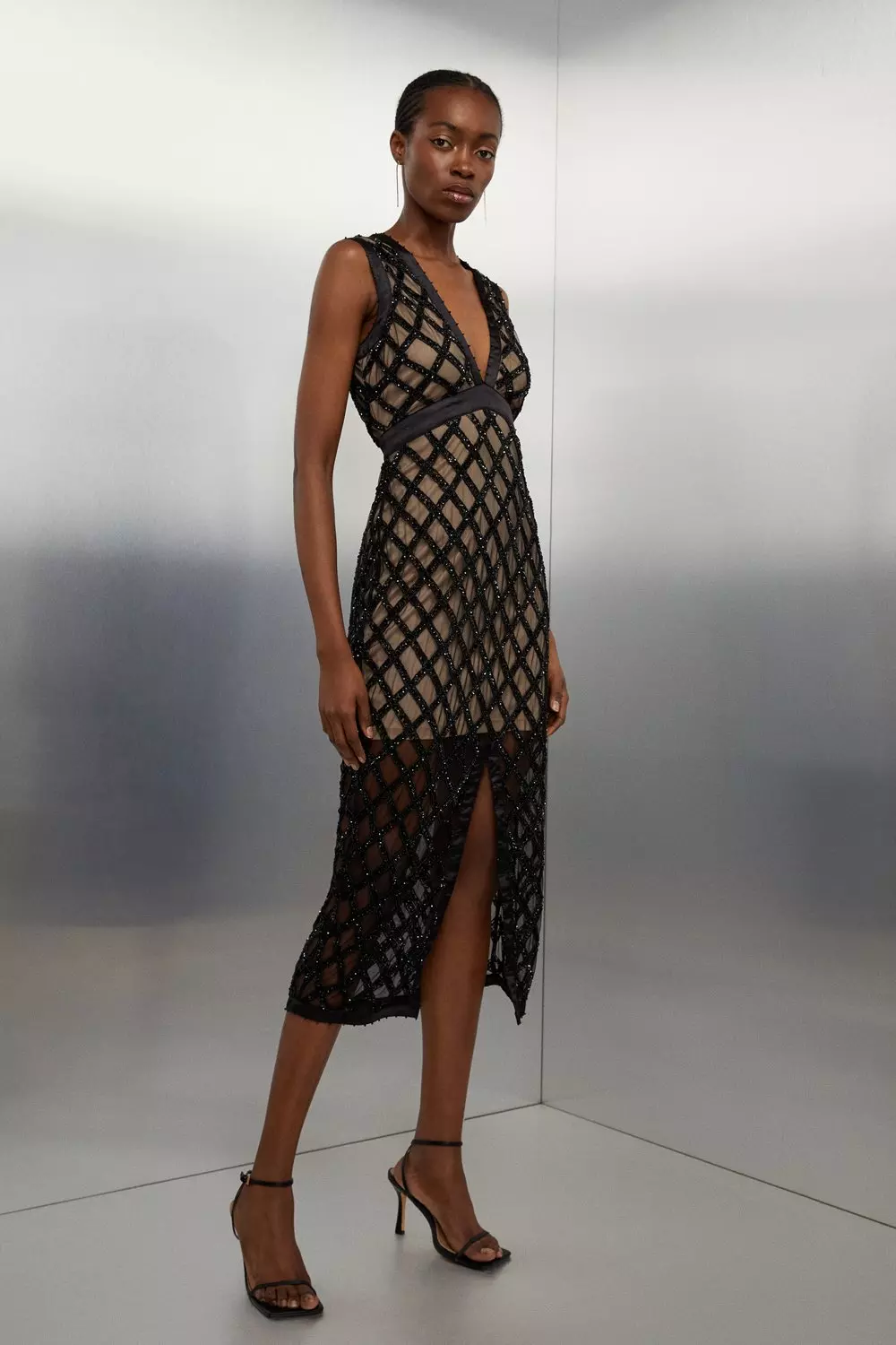 Sheer black 2025 midi dress