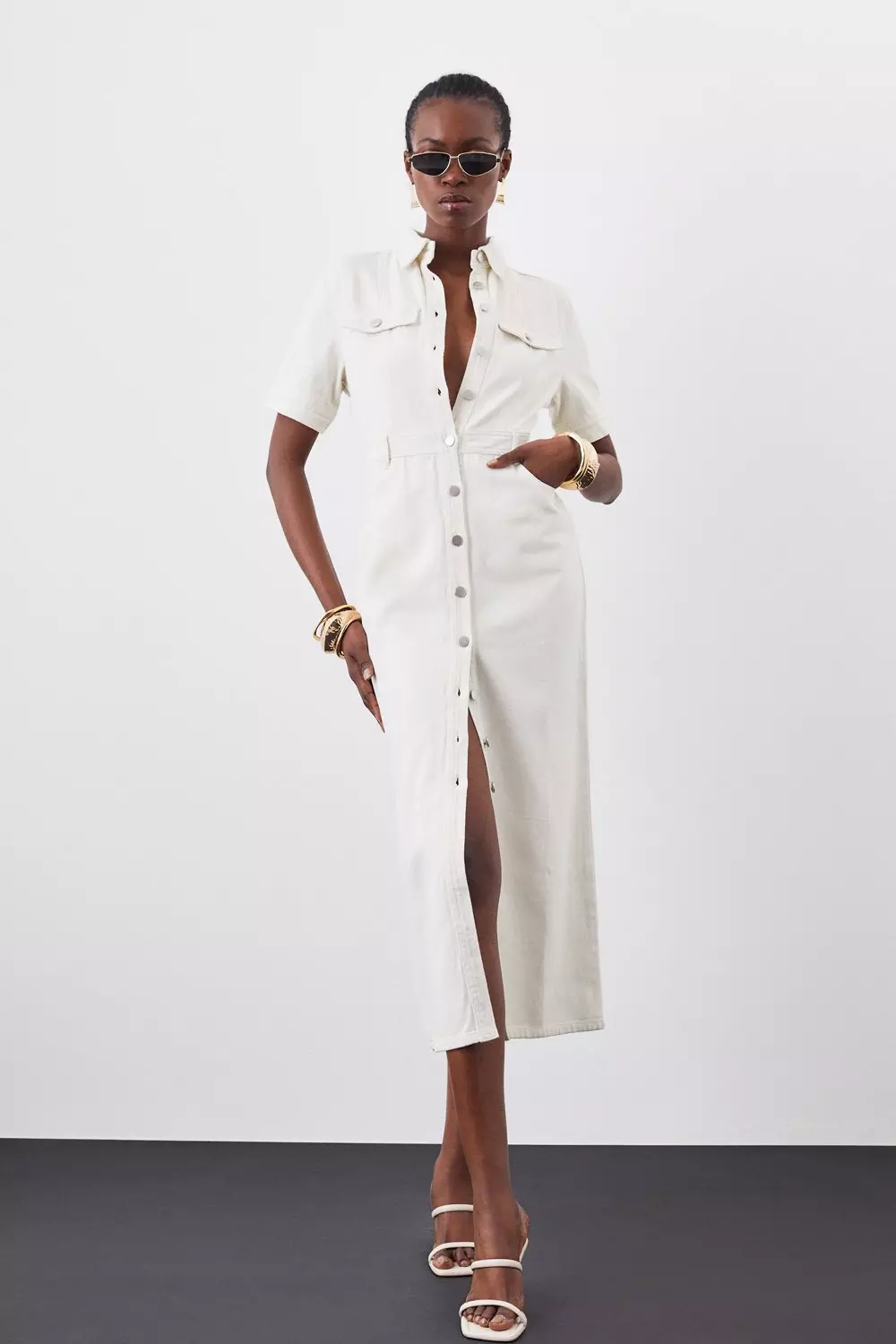  White Maxi Shirt Dress