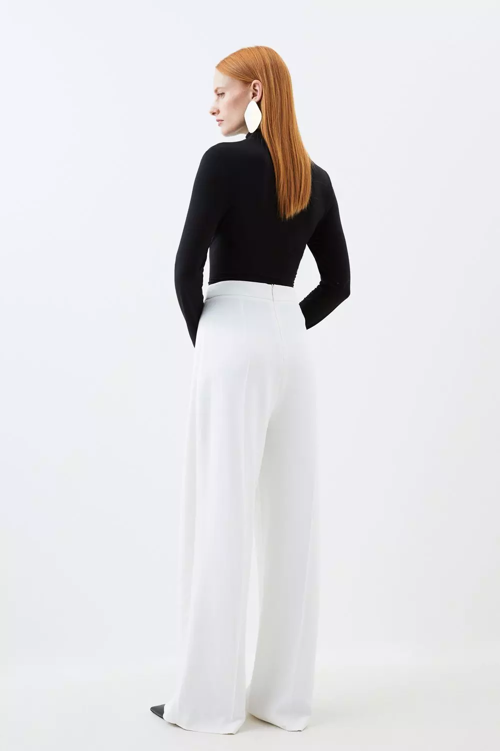 Compact Stretch Viscose Drape Wide Leg Pants | Karen Millen