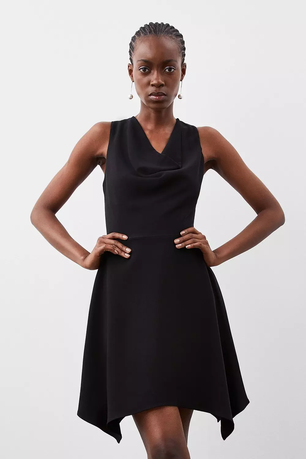 Cowl neck cheap fitted dress