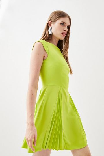 Soft Tailored Pleat Panelled Mini Dress lime