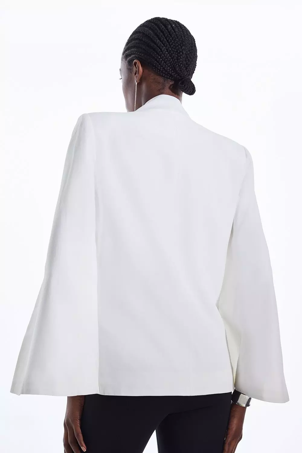 KAREN MILLEN Cape Sleeve Notch Neck Jacket in Ivory