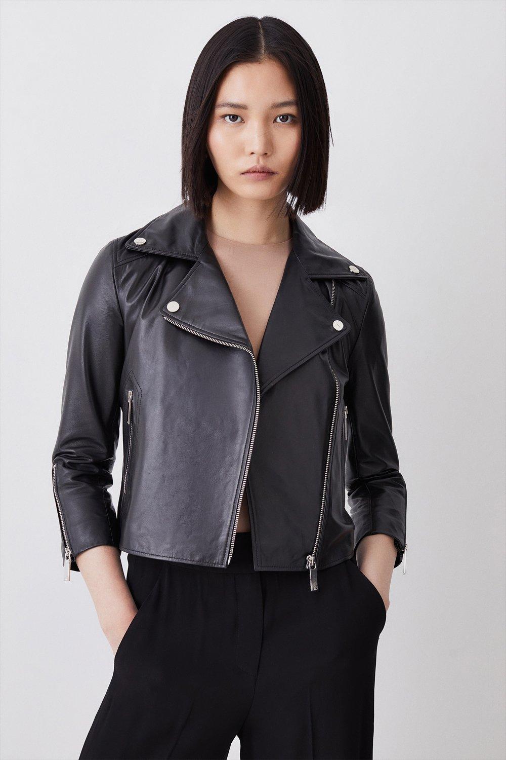 Petite black biker clearance jacket