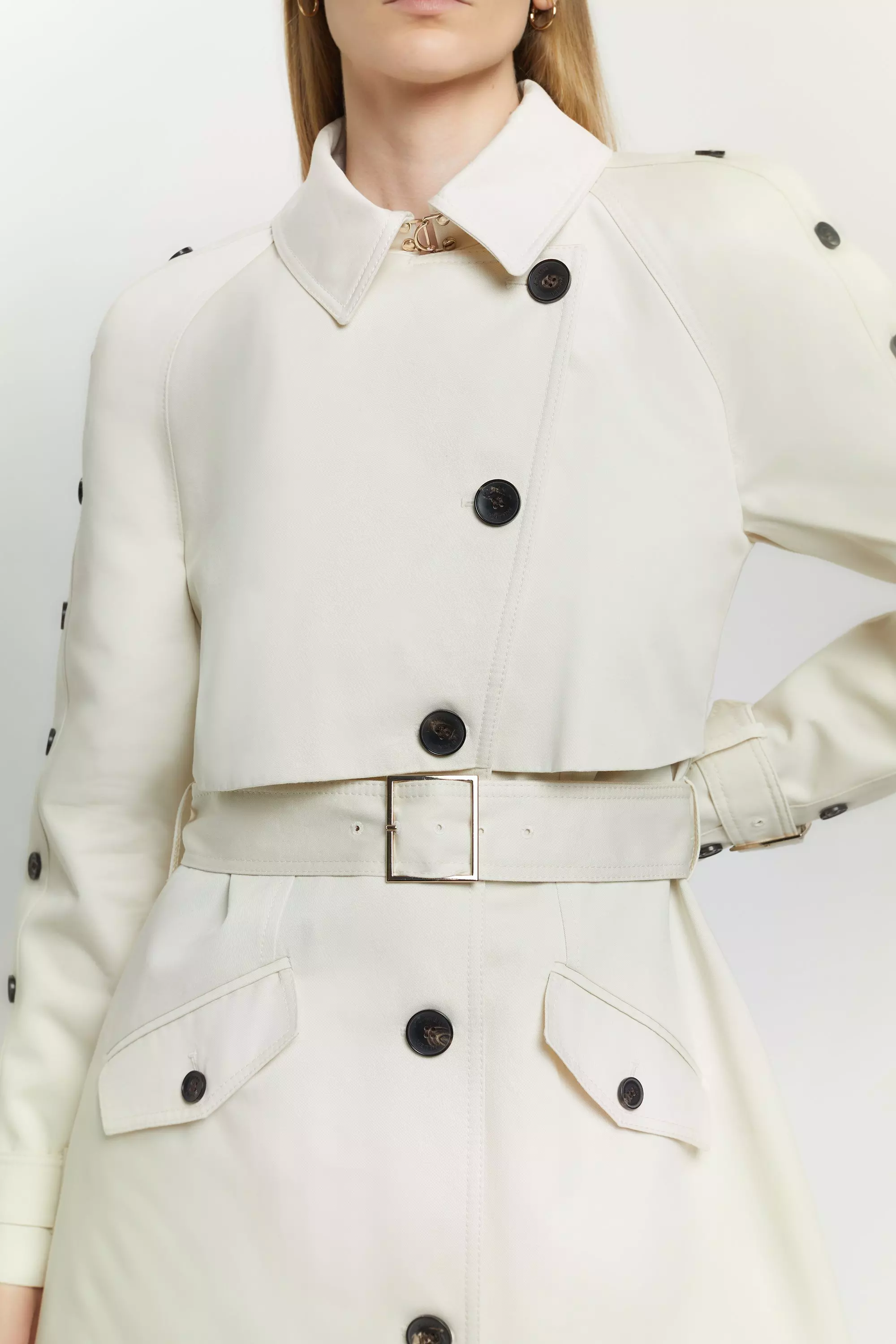 Tall Button Detail Belted Maxi Trench Coat | Karen Millen