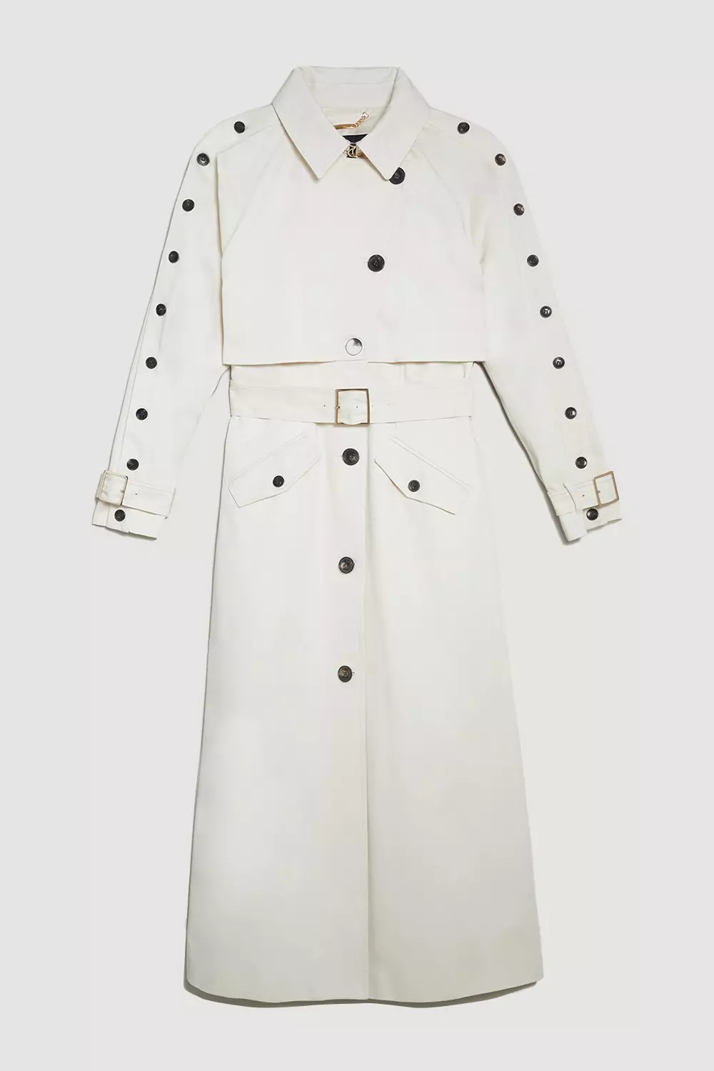 Tall Button Detail Belted Maxi Trench Coat | Karen Millen