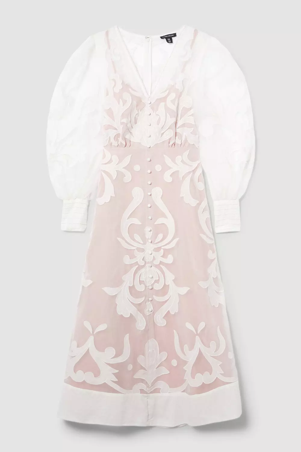 Tall Applique Organdie Buttoned Woven Maxi Dress | Karen Millen