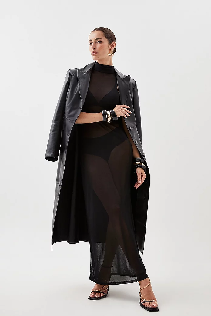 Sheer Knit Racer Style Maxi Dress | Karen Millen