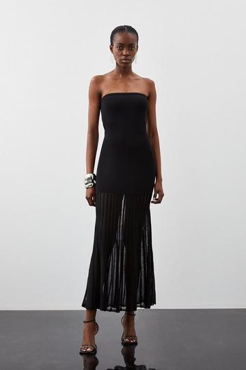 COS Knitted Bandeau Maxi Dress in BLACK
