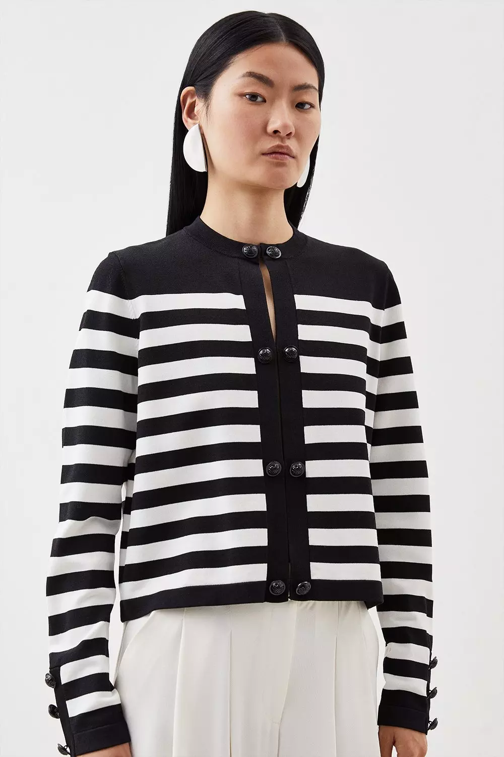 Black white hotsell striped cardigan