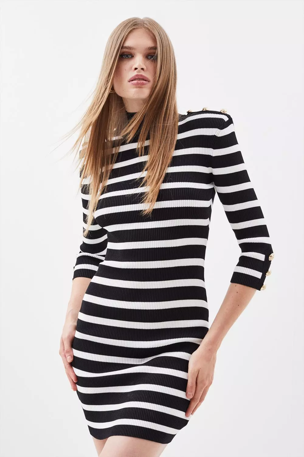 Karen millen sale striped bodycon dress