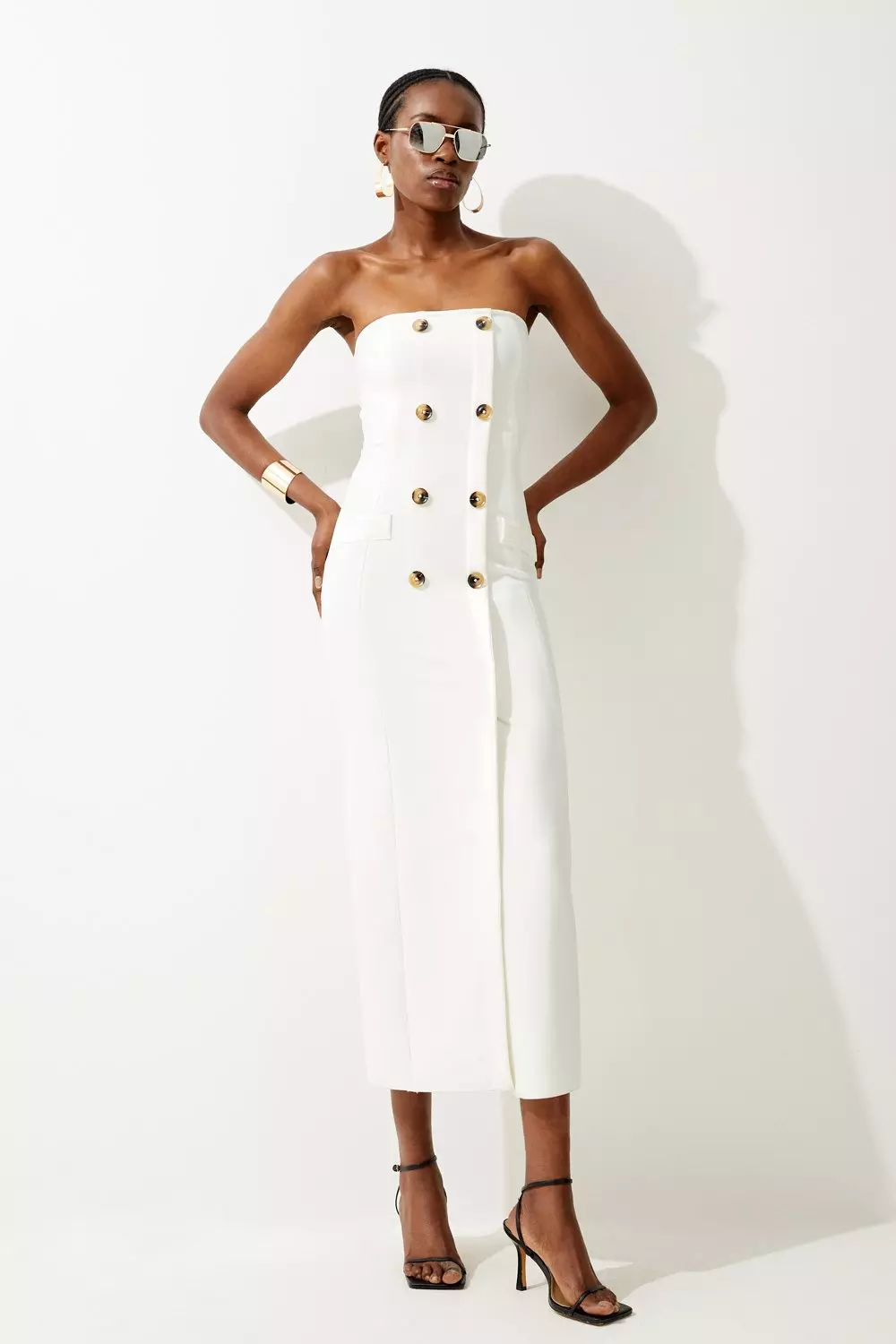 White bandeau best sale dress midi