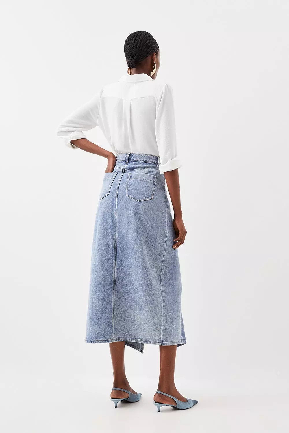 Asymmetrical Detail Denim Skirt