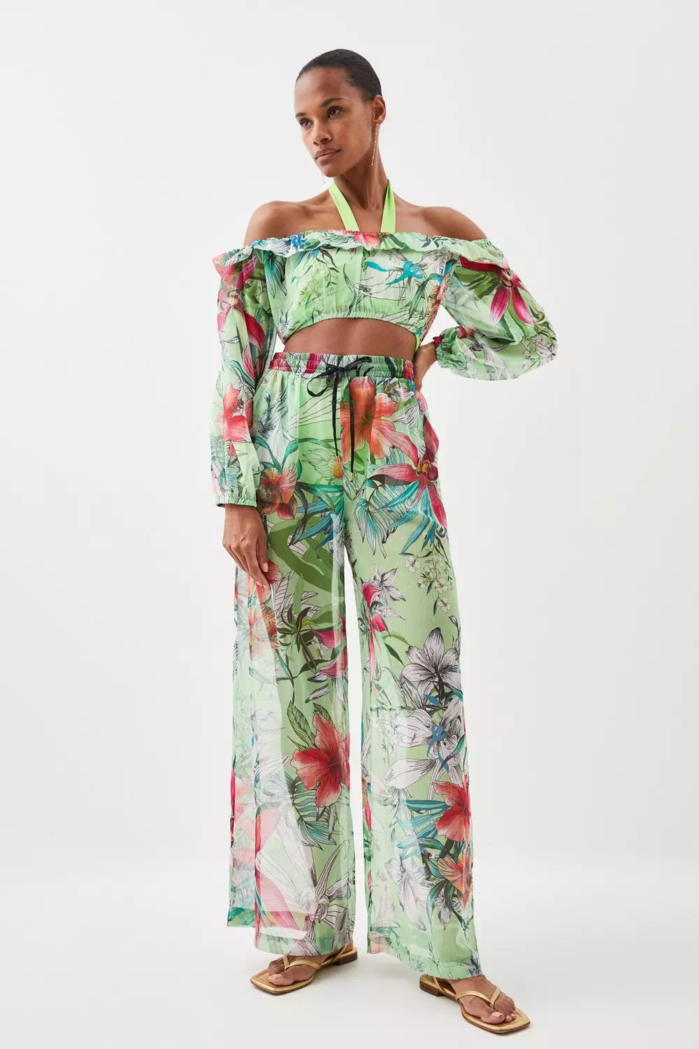 Zara floral deals wide leg pants