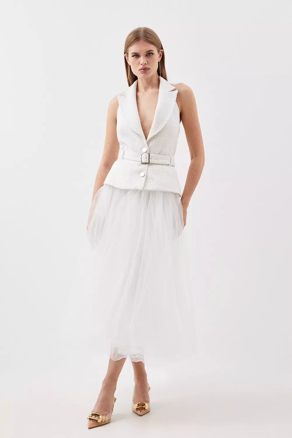 White midi 2024 tulle dress