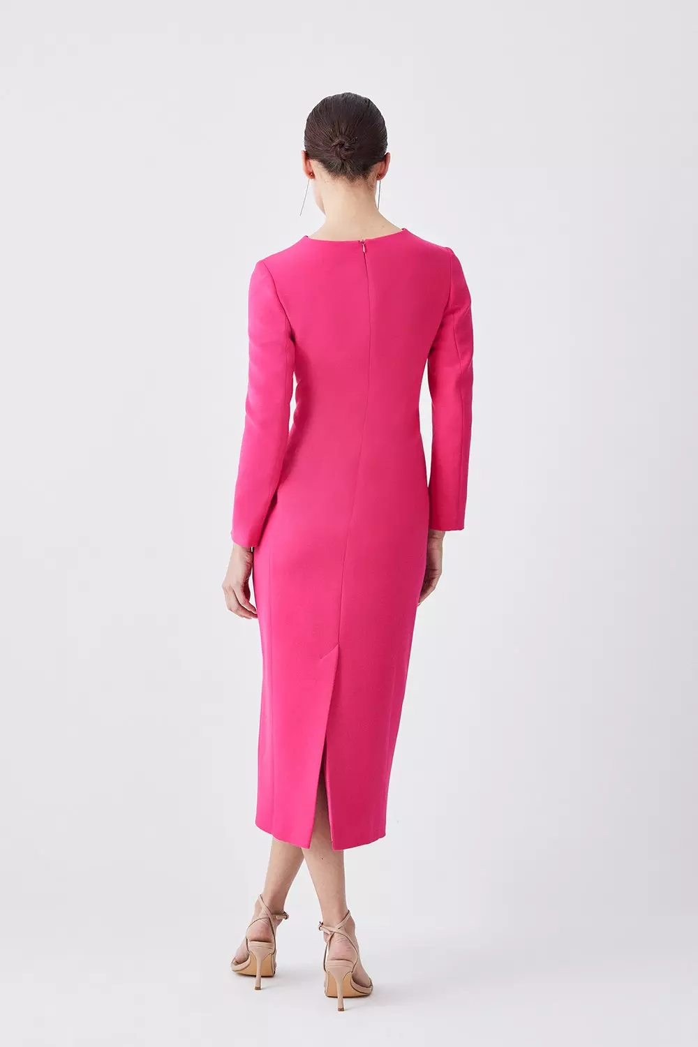 Petite Compact Stretch Cut Out Sleeved Pencil Dress Karen Millen