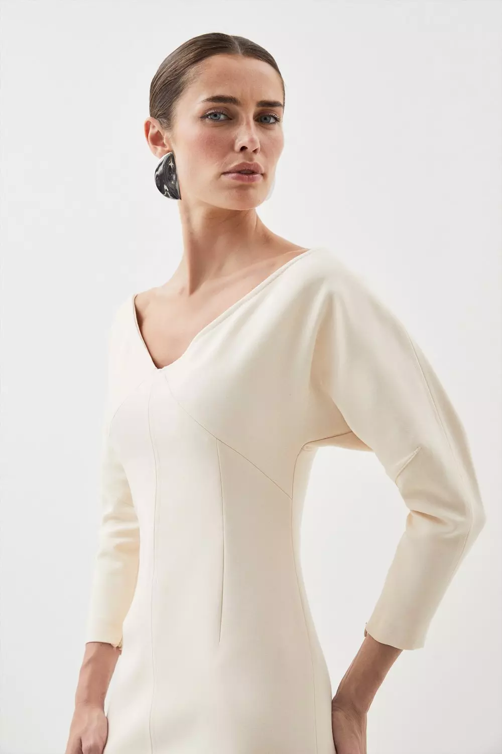 CARA CARA Felice off-the-shoulder wool and cashmere-blend midi dress