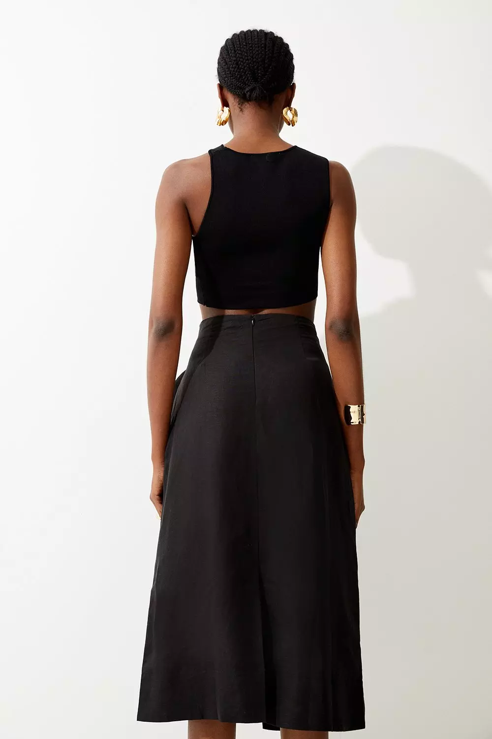 Black viscose hotsell midi skirt