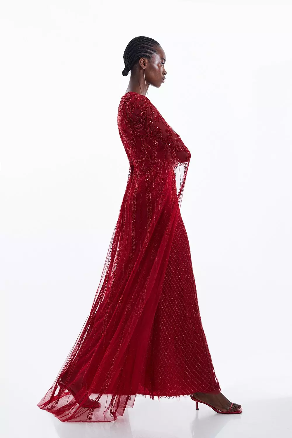 Red embellished best sale maxi dress