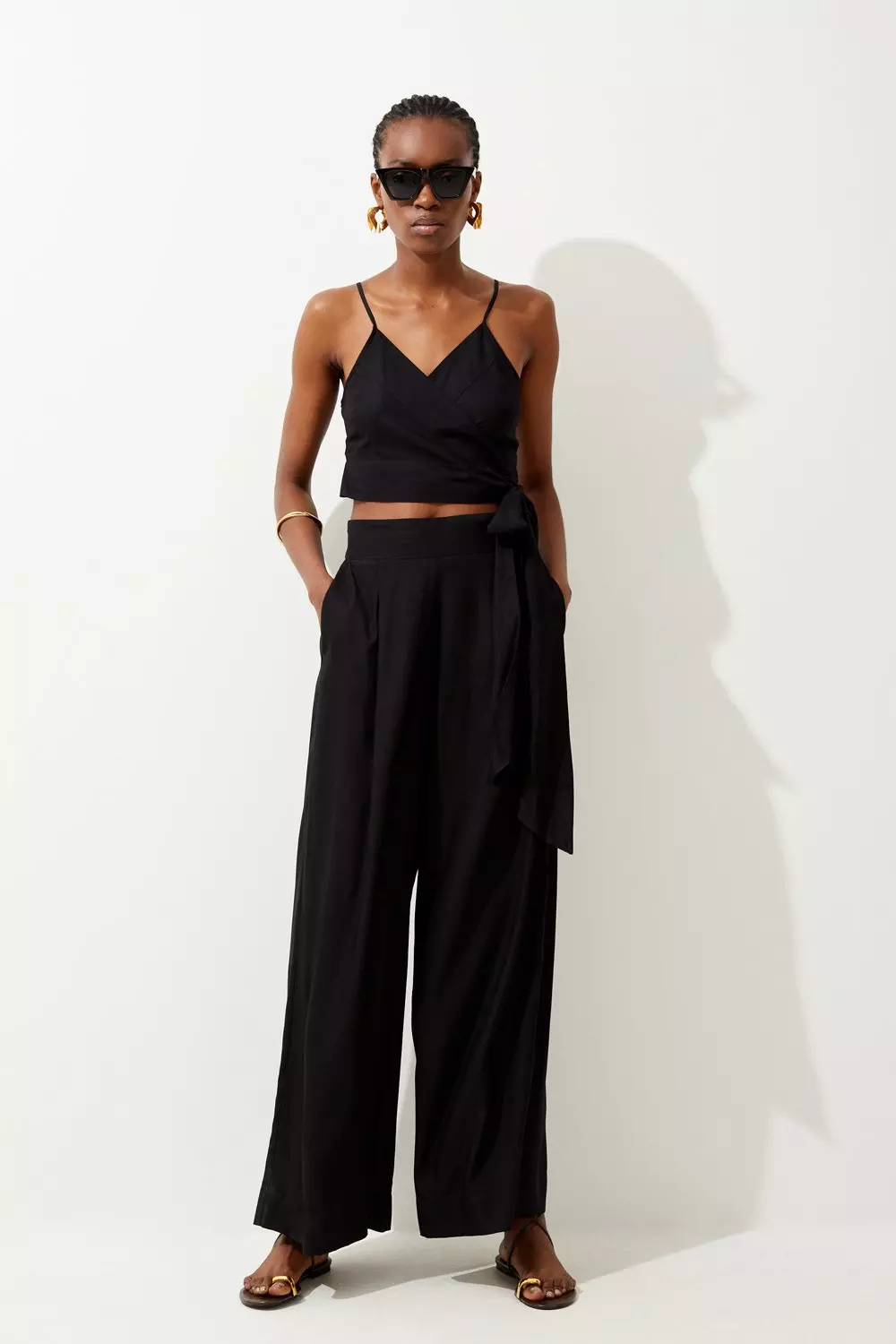 Relaxed Tailored High Waist Wide Leg Pants | Karen Millen