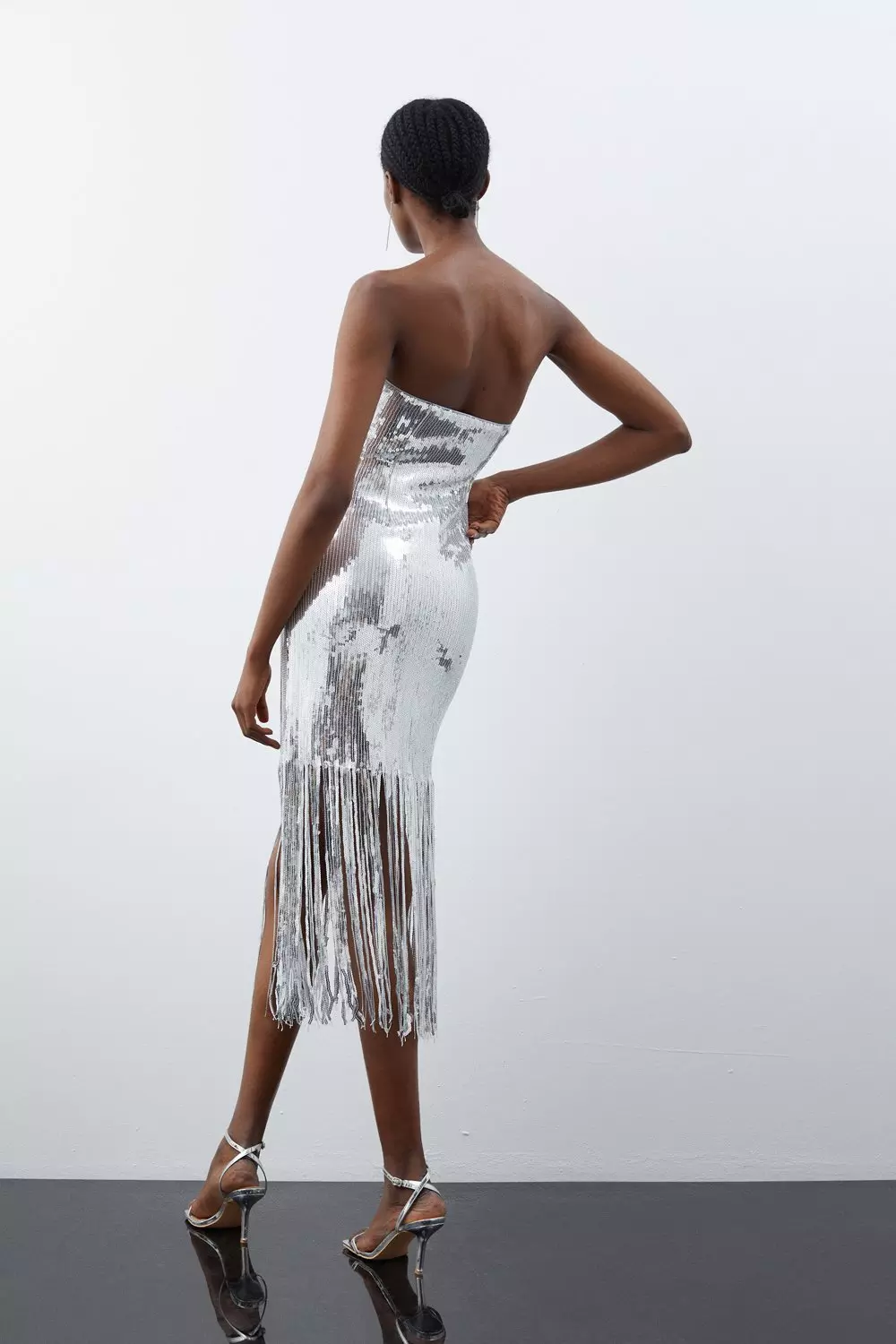 Missguided fringe sequin outlet midi dress