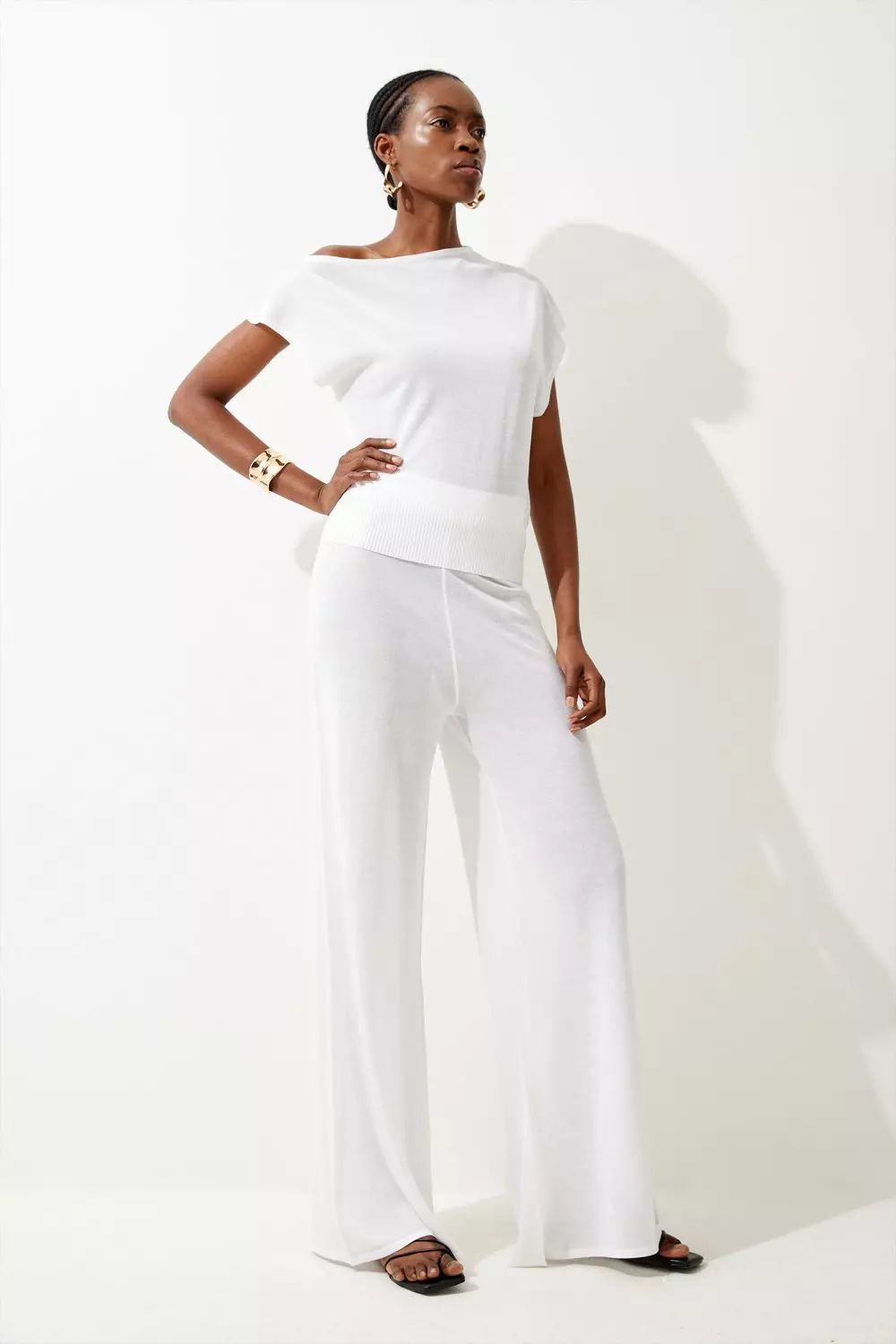 Ivory Pull On Cropped Flare  Women's Pants - Motto Fashions