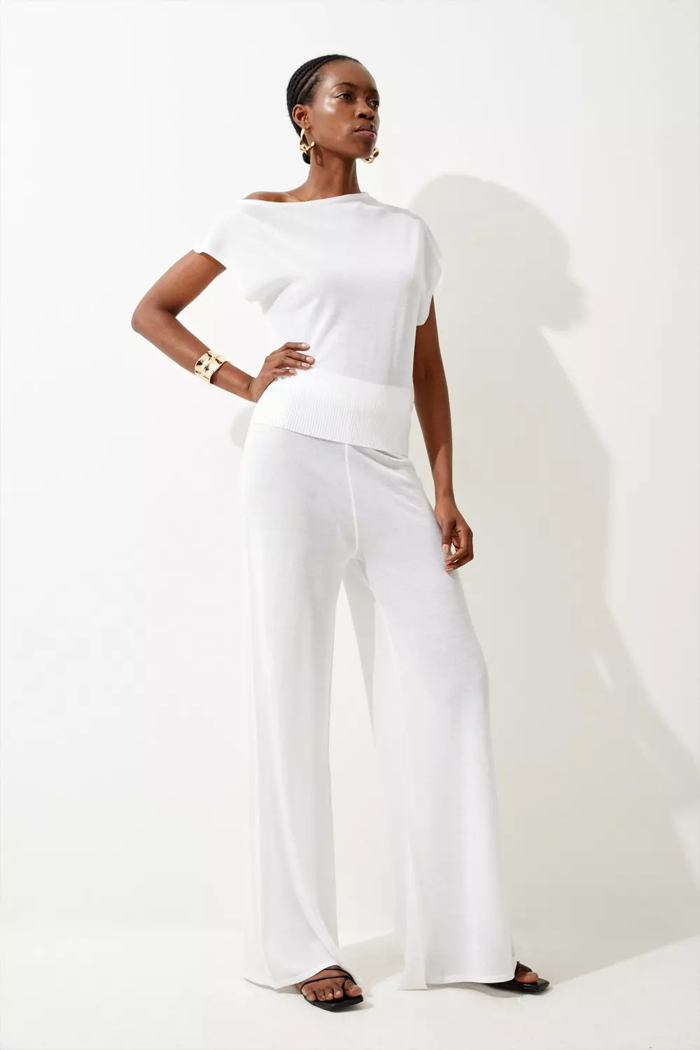 Wide leg deals knit trousers