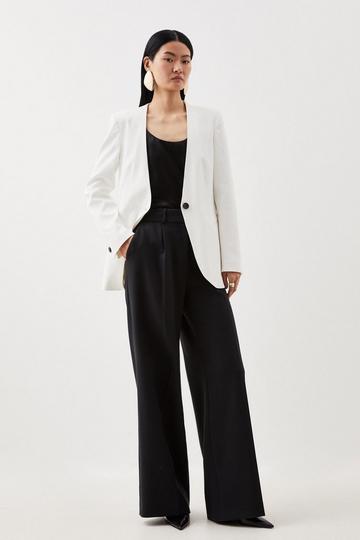 Relaxed Collarless Tailored Jacket ivory