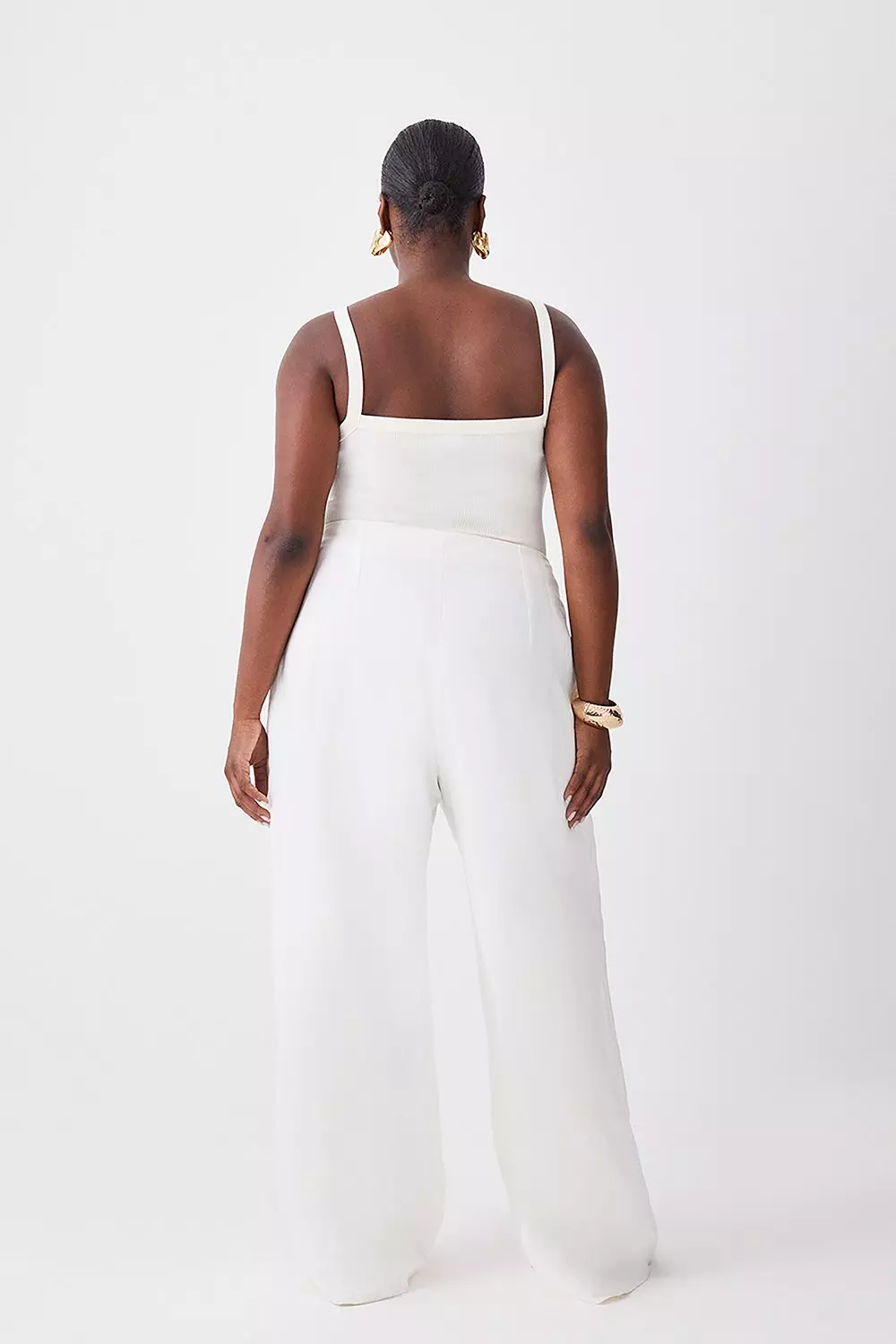 Plus Size Linen Darted Wide Leg Pants | Karen Millen