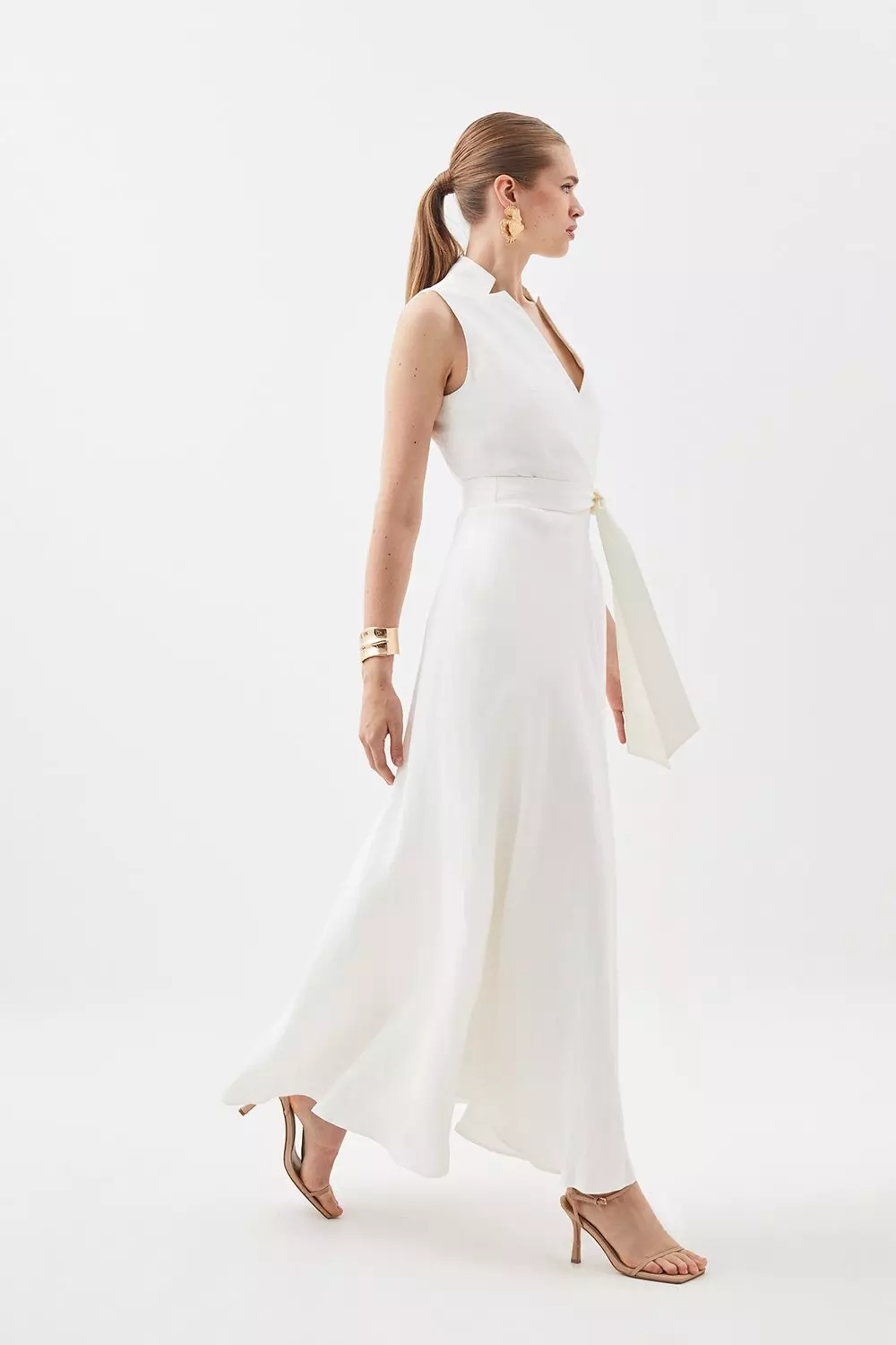 Linen wrap hotsell midi dress