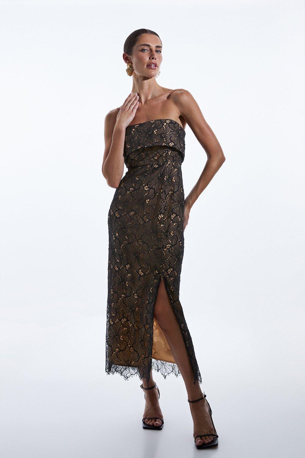 Karen Millen Sequin Bandeau Midi Dress - Iridescent