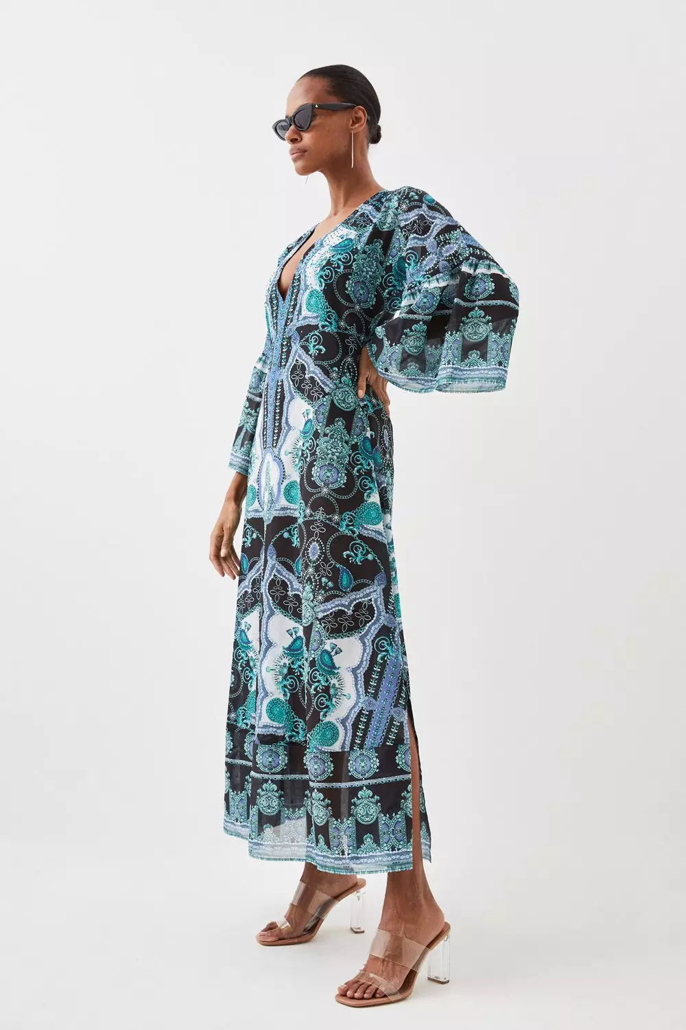 Kimono sleeve long clearance dress