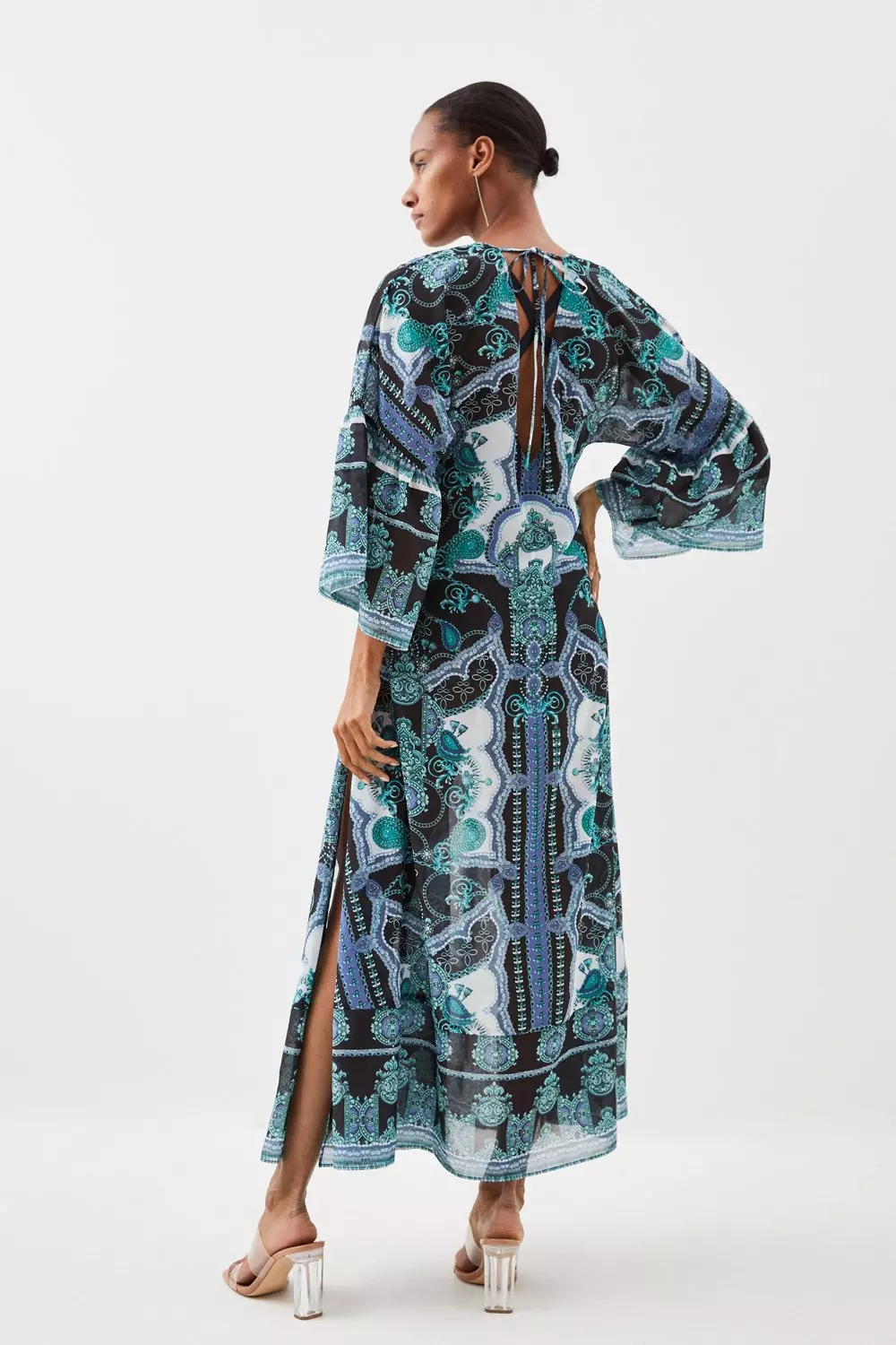 Self tie floral on sale kimono maxi dress