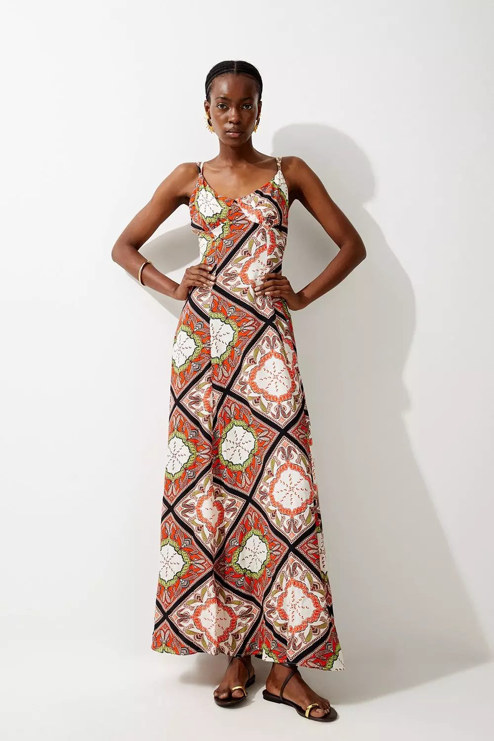 Tile print cheap maxi dress