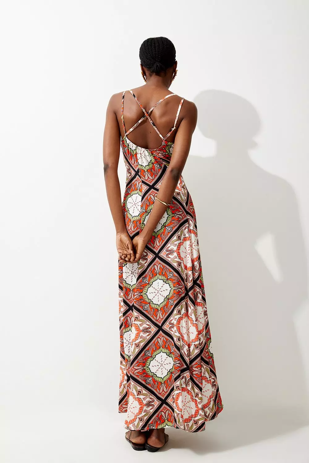 Tile print maxi outlet dress