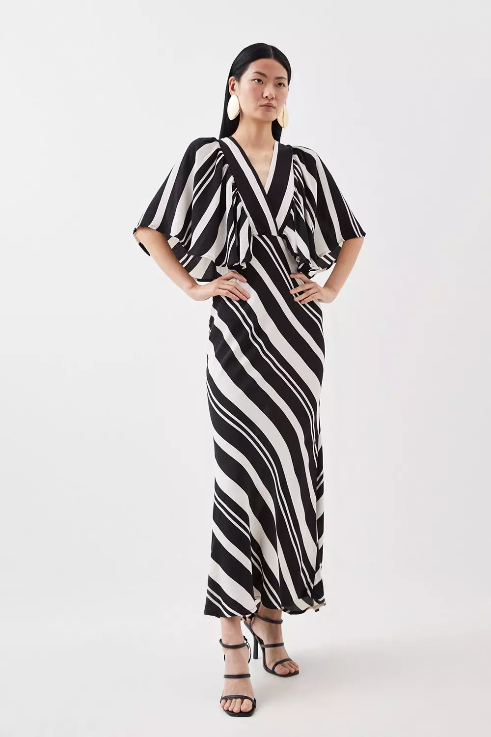 Karen millen black white striped clearance dress