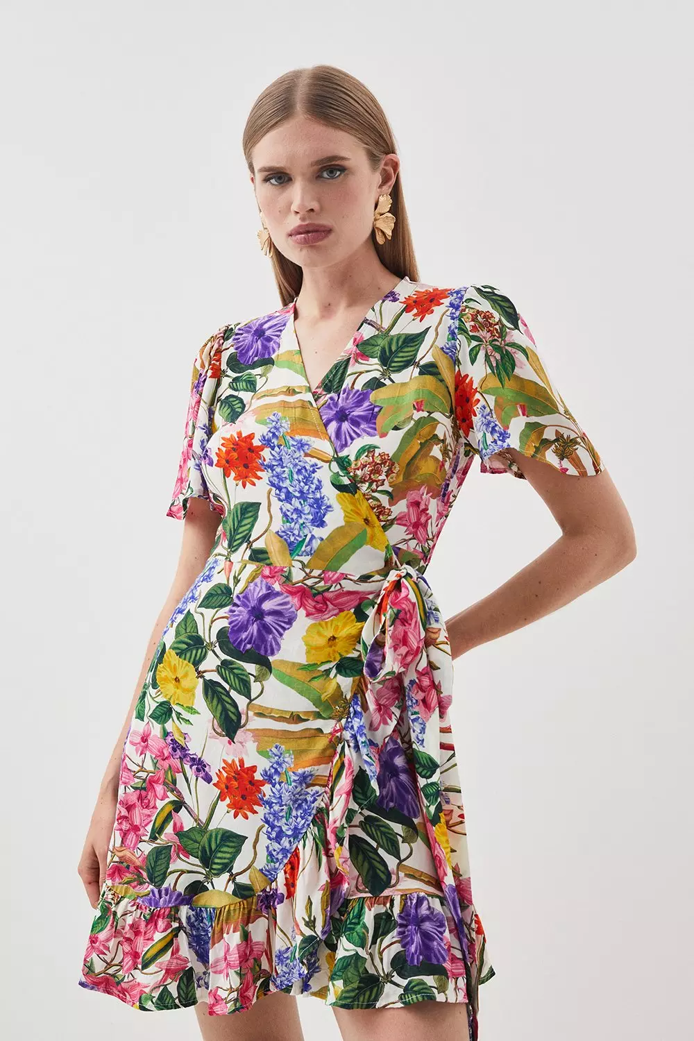 Floral wrap outlet dress mini