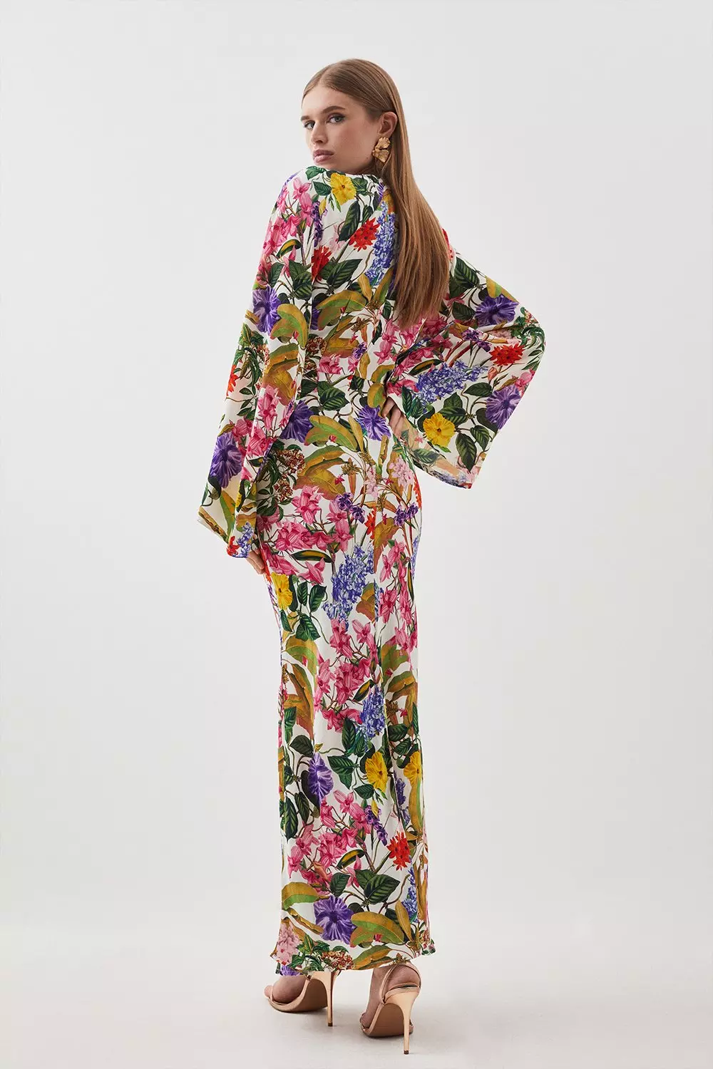 Floral kimono hotsell maxi dress