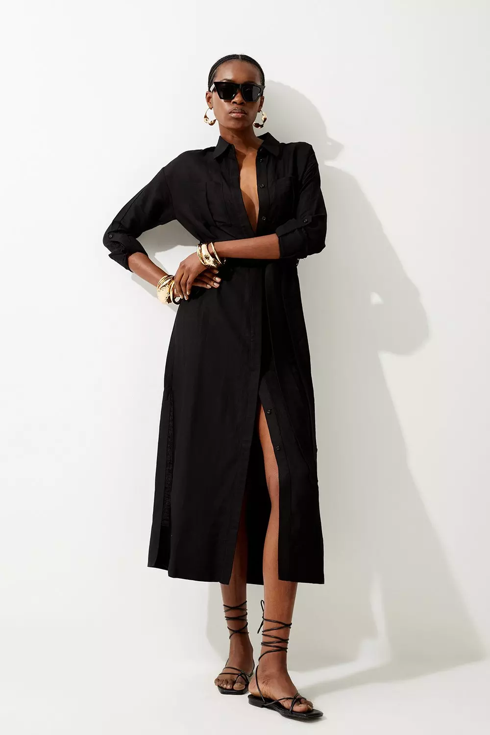 Belted maxi 2025 shirt dress