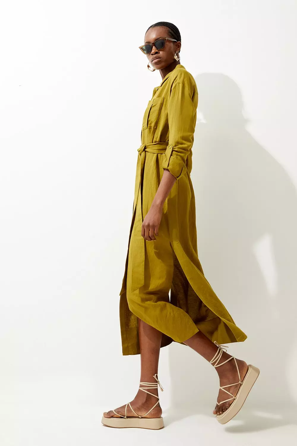 Khaki maxi store shirt dress