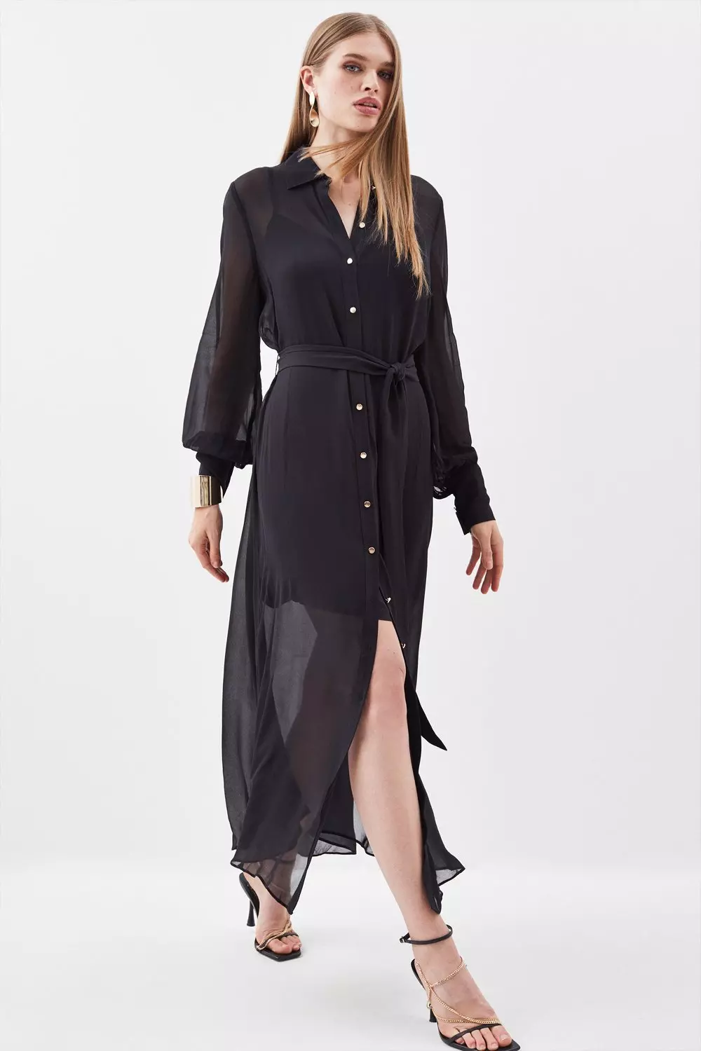 Sheer maxi cheap shirt dress