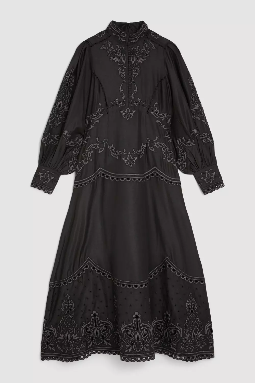 Lydia Millen Cotton Cutwork Embroidered Woven Maxi Dress | Karen Millen